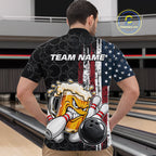 Vintage American Flag Funny Beer Bowling Shirts Custom Patriotic Bowling Team Jersey