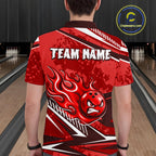 Red Grunge Camo Funny Flame Bowling Shirts Custom Bowling Team Jersey Polo & Quarter Zip