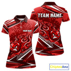 Red Grunge Camo Funny Flame Bowling Shirts Custom Bowling Team Jersey Polo & Quarter Zip