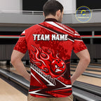 Red Grunge Camo Funny Flame Bowling Shirts Custom Bowling Team Jersey Polo & Quarter Zip
