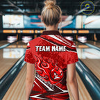Red Grunge Camo Funny Flame Bowling Shirts Custom Bowling Team Jersey Polo & Quarter Zip