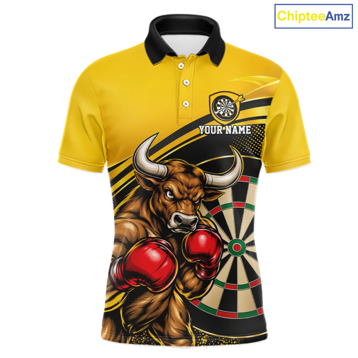 Yellow And Black Funny Bull Darts Shirts Custom Darts Team Jersey Personalized Darts Gift