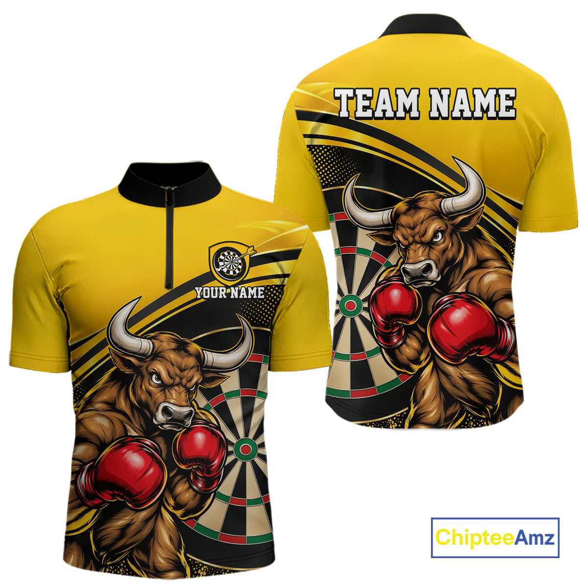 Yellow And Black Funny Bull Darts Shirts Custom Darts Team Jersey Personalized Darts Gift