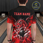 Custom Red Flaming Dragon Bowling Jersey Custom Bowling League Team Shirts Polo & 1/4 Zip