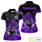 Custom Purple Flaming Dragon Bowling Jersey Custom Bowling League Team Shirt Polo, 1/4 Zip