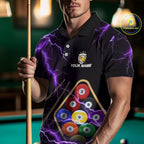 Purple 9 Ball Thunder Lightning Billiard Shirts Custom Pool Team Jersey Polo & 1/4 Zip