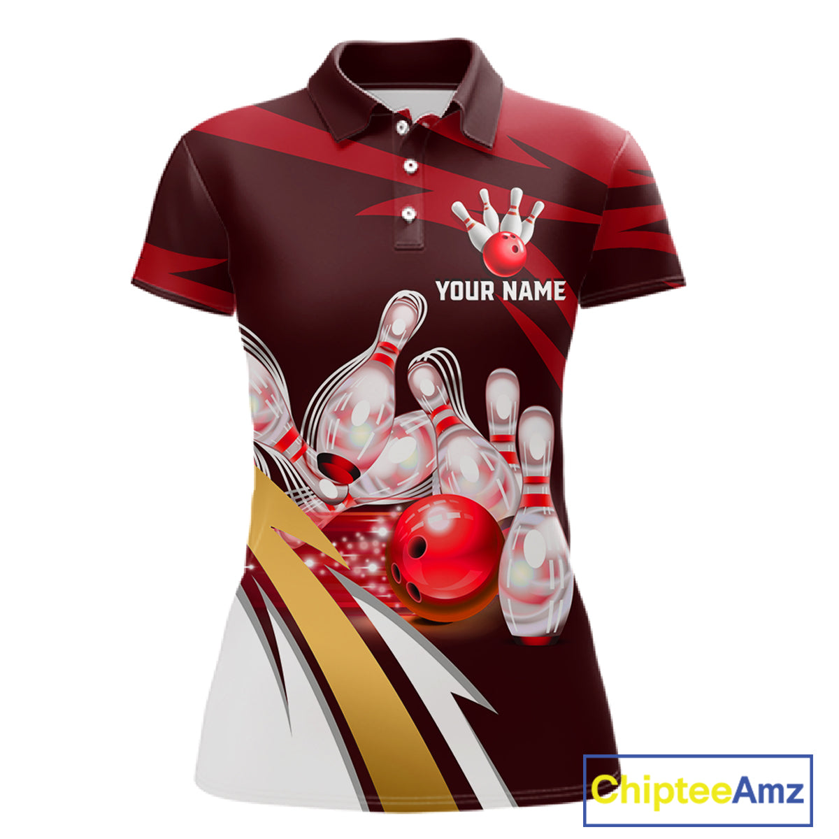 Personalized Red Strike Ball Bowling Shirt Custom Team Bowling Jersey Polo & 1/4 Zip