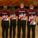 Personalized Red Strike Ball Bowling Shirt Custom Team Bowling Jersey Polo & 1/4 Zip