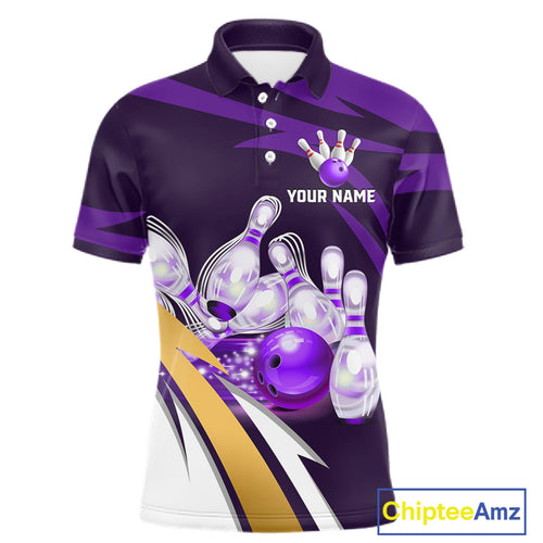 Personalized Purple Strike Ball Bowling Shirt Custom Team Bowling Jersey Polo & 1/4 Zip