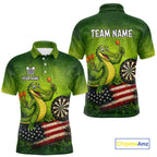 Green Funny Alligator US Flag Darts Shirt Custom Darts Team Jersey Personalized Darts Gift