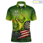 Green Funny Alligator US Flag Darts Shirt Custom Darts Team Jersey Personalized Darts Gift