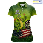 Green Funny Alligator US Flag Darts Shirt Custom Darts Team Jersey Personalized Darts Gift