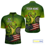 Green Funny Alligator US Flag Darts Shirt Custom Darts Team Jersey Personalized Darts Gift