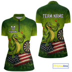 Green Funny Alligator US Flag Darts Shirt Custom Darts Team Jersey Personalized Darts Gift