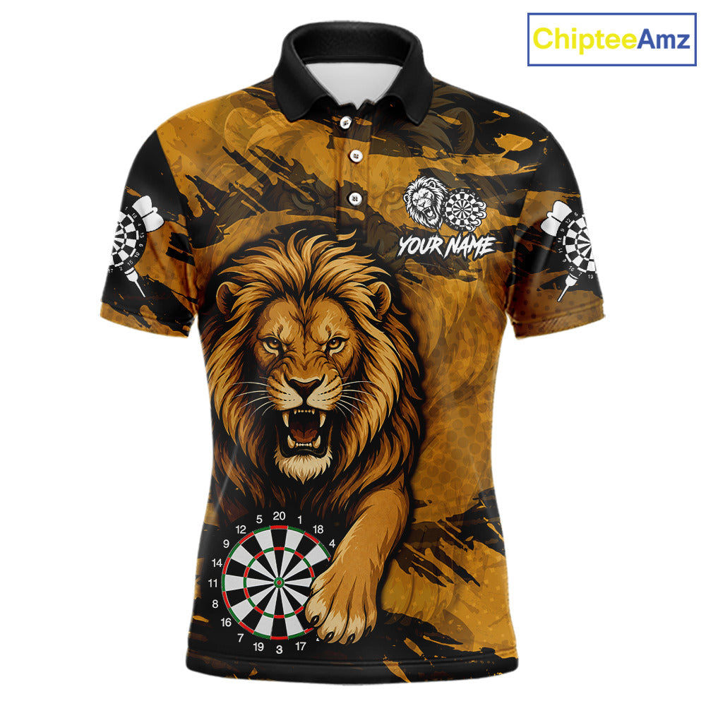 Personalized Retro Grunge Lion Darts Shirts Custom Darts Team Jersey Polo, 1/4 Zip
