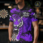 Personalized Purple Dartboard Tiger Darts Shirt Custom Darts Jersey Team Polo & 1/4 Zip