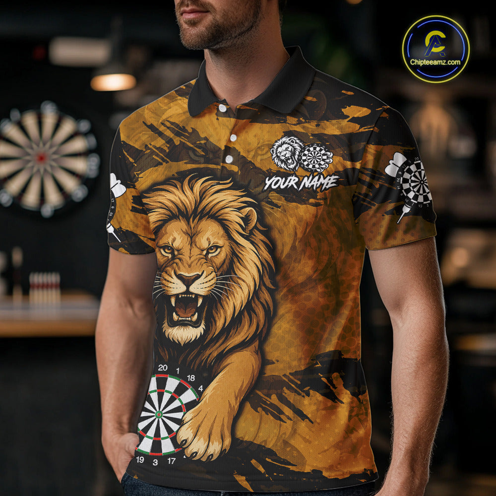 Personalized Retro Grunge Lion Darts Shirts Custom Darts Team Jersey Polo, 1/4 Zip