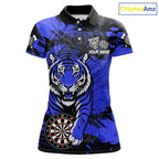 Personalized Blue Dartboard Tiger Darts Shirt Custom Darts Jersey Team Polo & 1/4 Zip