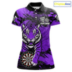 Personalized Purple Dartboard Tiger Darts Shirt Custom Darts Jersey Team Polo & 1/4 Zip