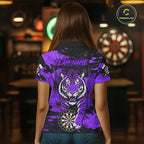 Personalized Purple Dartboard Tiger Darts Shirt Custom Darts Jersey Team Polo & 1/4 Zip