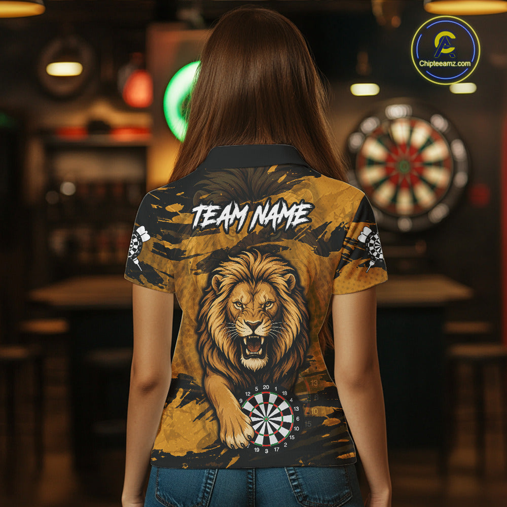 Personalized Retro Grunge Lion Darts Shirts Custom Darts Team Jersey Polo, 1/4 Zip