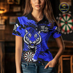 Personalized Blue Dartboard Tiger Darts Shirt Custom Darts Jersey Team Polo & 1/4 Zip