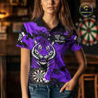 Personalized Purple Dartboard Tiger Darts Shirt Custom Darts Jersey Team Polo & 1/4 Zip