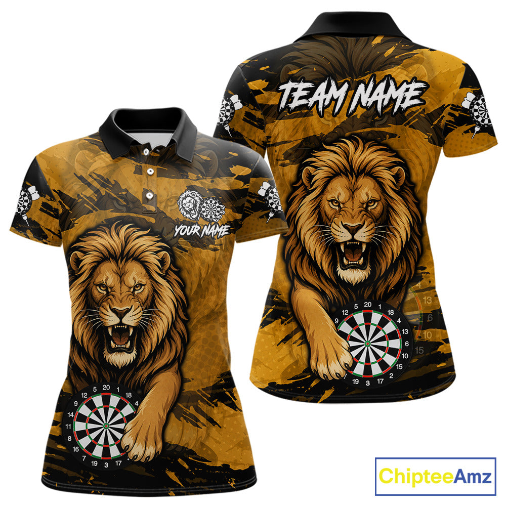 Personalized Retro Grunge Lion Darts Shirts Custom Darts Team Jersey Polo, 1/4 Zip