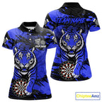 Personalized Blue Dartboard Tiger Darts Shirt Custom Darts Jersey Team Polo & 1/4 Zip