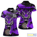 Personalized Purple Dartboard Tiger Darts Shirt Custom Darts Jersey Team Polo & 1/4 Zip
