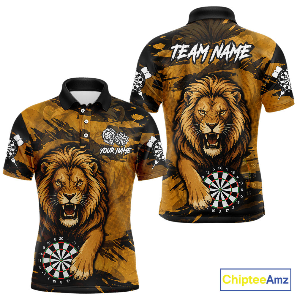 Personalized Retro Grunge Lion Darts Shirts Custom Darts Team Jersey Polo, 1/4 Zip