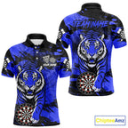 Personalized Blue Dartboard Tiger Darts Shirt Custom Darts Jersey Team Polo & 1/4 Zip