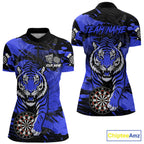 Personalized Blue Dartboard Tiger Darts Shirt Custom Darts Jersey Team Polo & 1/4 Zip