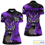 Personalized Purple Dartboard Tiger Darts Shirt Custom Darts Jersey Team Polo & 1/4 Zip