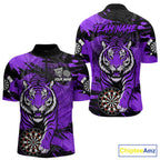 Personalized Purple Dartboard Tiger Darts Shirt Custom Darts Jersey Team Polo & 1/4 Zip