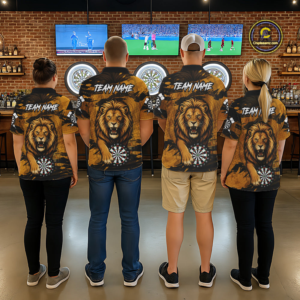 Personalized Retro Grunge Lion Darts Shirts Custom Darts Team Jersey Polo, 1/4 Zip