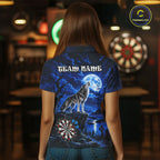 Blue Custom Wolf And Moon Darts Shirts Personalized Darts Team Jersey Polo & 1/4 Zip