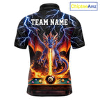 Personalized Dragon 8 Ball Fire Billiard Shirt Custom Pool Team Jersey Polo & 1/4 Zip