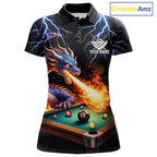 Personalized Dragon 8 Ball Fire Billiard Shirt Custom Pool Team Jersey Polo & 1/4 Zip