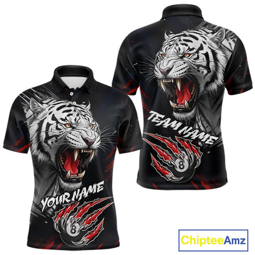 Personalized Tiger 8 Ball Pool Billiard Shirt, Billiard Team Jersey Polo & 1/4 Zip