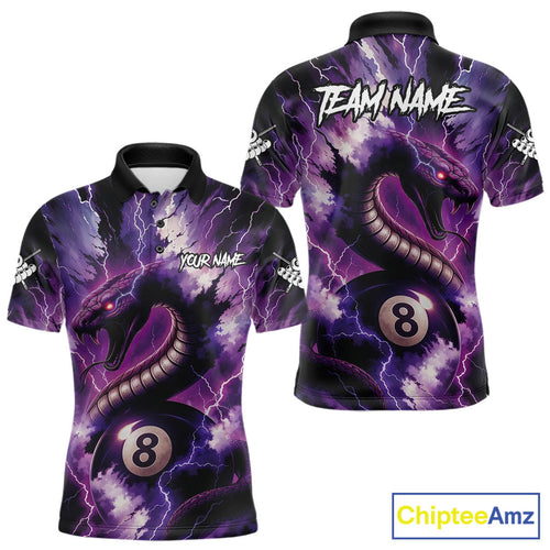 Purple Thunder Lightning Cobra Snake 8 Ball Billiard Shirt Custom Pool Team League Jersey