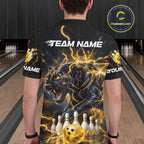Yellow Thunder Lightning Custom Panther Bowling Shirt, Bowling Team Jersey Polo & 1/4 Zip
