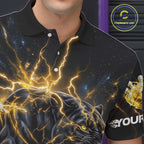 Yellow Thunder Lightning Custom Panther Bowling Shirt, Bowling Team Jersey Polo & 1/4 Zip