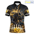Yellow Thunder Lightning Custom Panther Bowling Shirt, Bowling Team Jersey Polo & 1/4 Zip