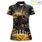 Yellow Thunder Lightning Custom Panther Bowling Shirt, Bowling Team Jersey Polo & 1/4 Zip