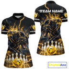 Yellow Thunder Lightning Custom Panther Bowling Shirt, Bowling Team Jersey Polo & 1/4 Zip