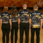 Yellow Thunder Lightning Custom Panther Bowling Shirt, Bowling Team Jersey Polo & 1/4 Zip