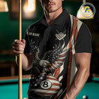 Personalized Vintage American Flag Eagle Billiard Shirt, Patriotic 8 Ball Pool Team Jersey