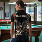 Personalized Vintage American Flag Eagle Billiard Shirt, Patriotic 8 Ball Pool Team Jersey
