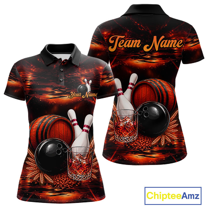 Personalized Red Vintage Bourbon Bowling Shirt, Funny Bowling Jersey Team Polo & 1/4 Zip